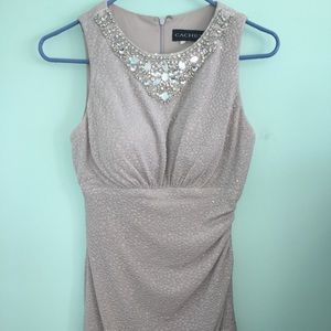 Grey/Silver dress with rhinestone neckline